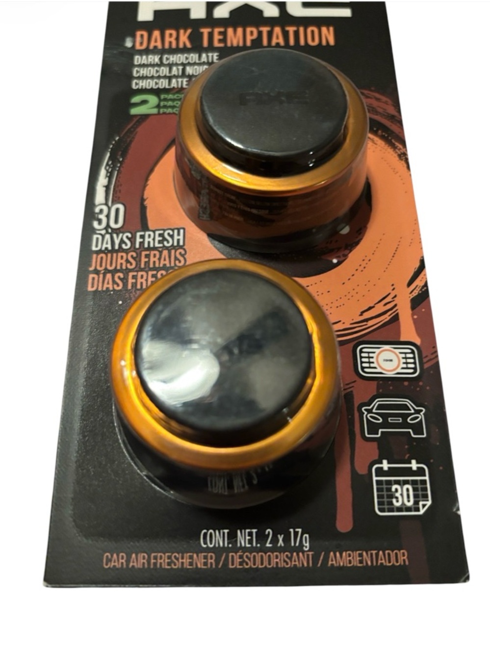 Axe | Bundle Dark Temptation Dark Chocolate 2 Pack 30 Day Fresh Vehicle Smell 2 - Picture 3 of 15